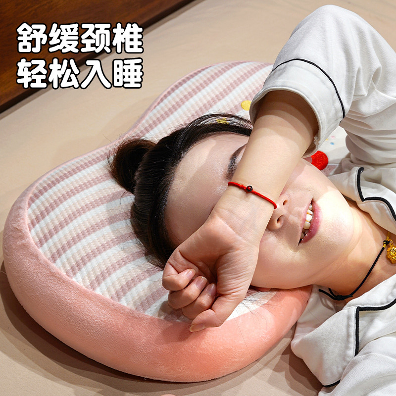 Verano almohada de algodón de memoria de seda de hielo para proteger la columna vertebral cervical para dormir dormitorio de estudiantes almohada única almohada para dormir en la mesa para niños