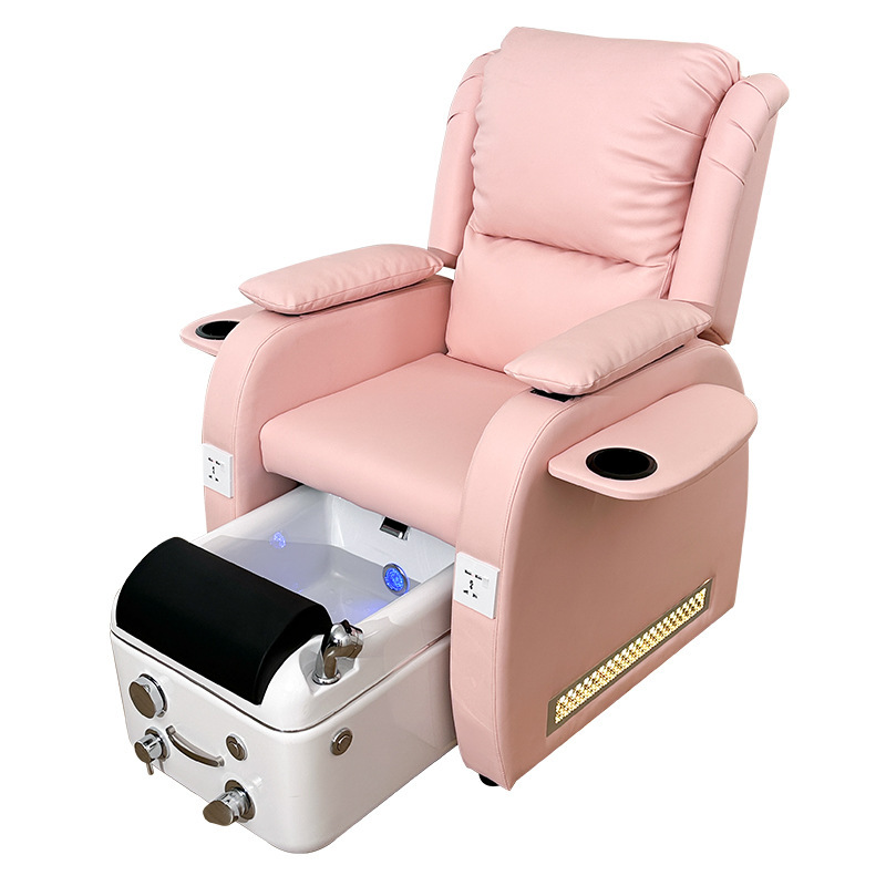 Silla de manicure eléctrica para pedoterapia con soporte de tazas LED de atmósfera de club de lámpara de spa pedoterapia silla de manicure
