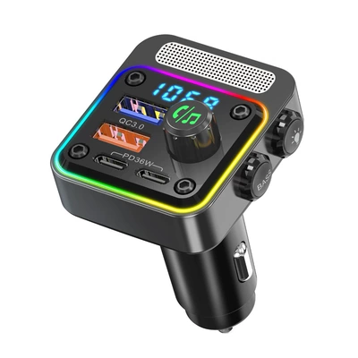 BC91 car mp3 player U disk lossless HIFI music 36W dual PD fast charge car Bluetooth FM transmitter (Car mp3) - black