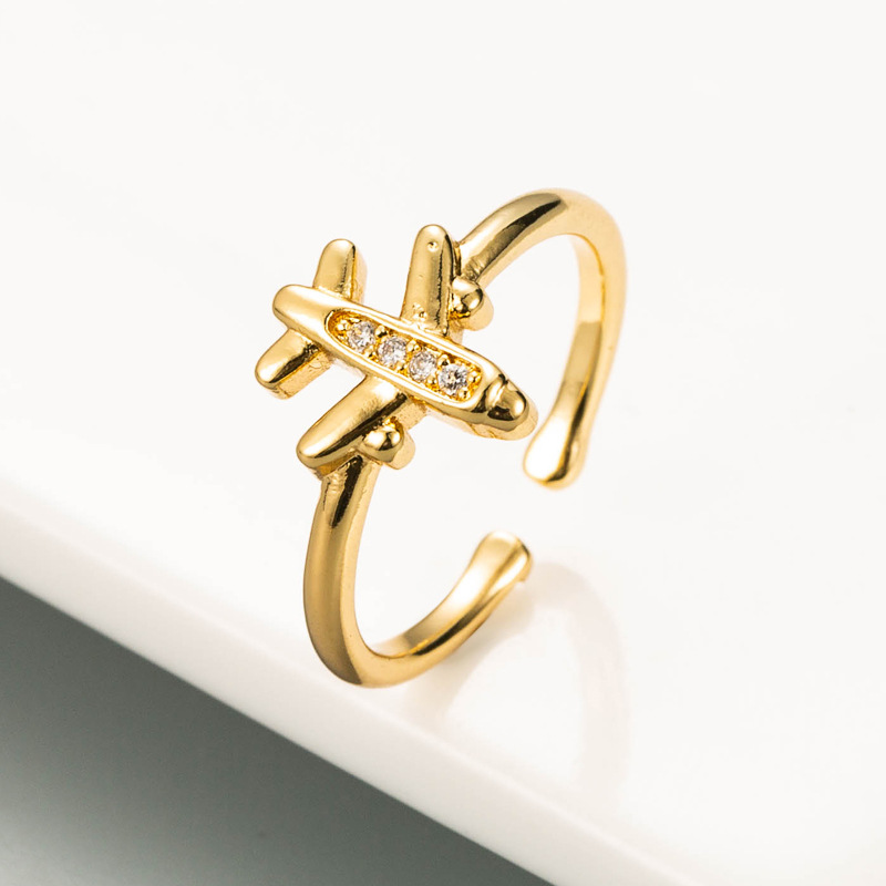 Fashion Small Plane Opening Copper Inlaid Zircon Ring display picture 4
