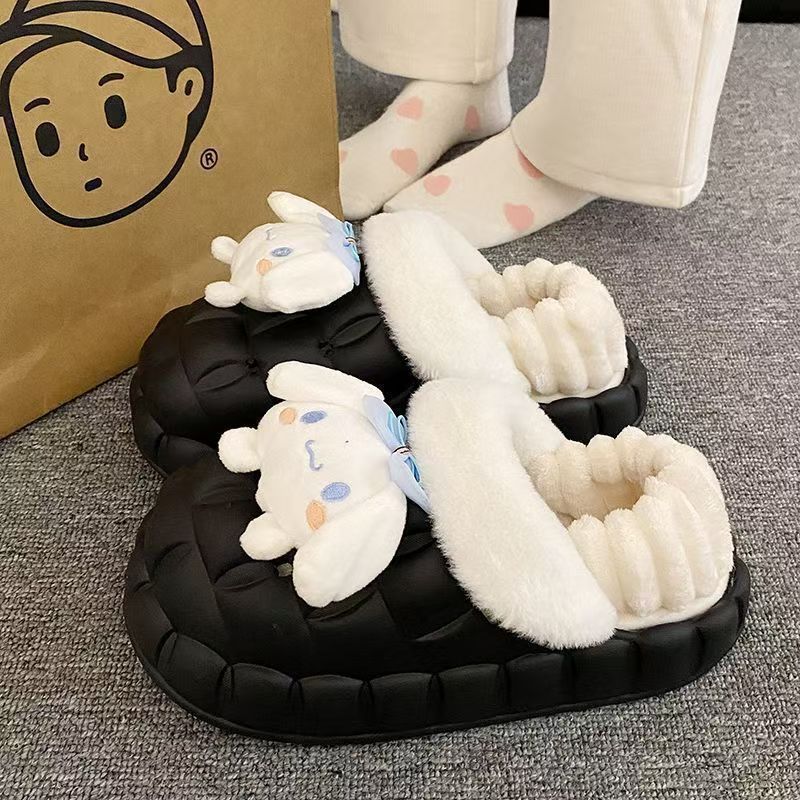 一脚蹬棉鞋加绒女士冬款保暖全包棉拖鞋可爱卡通DIY拆卸防水毛|undefined