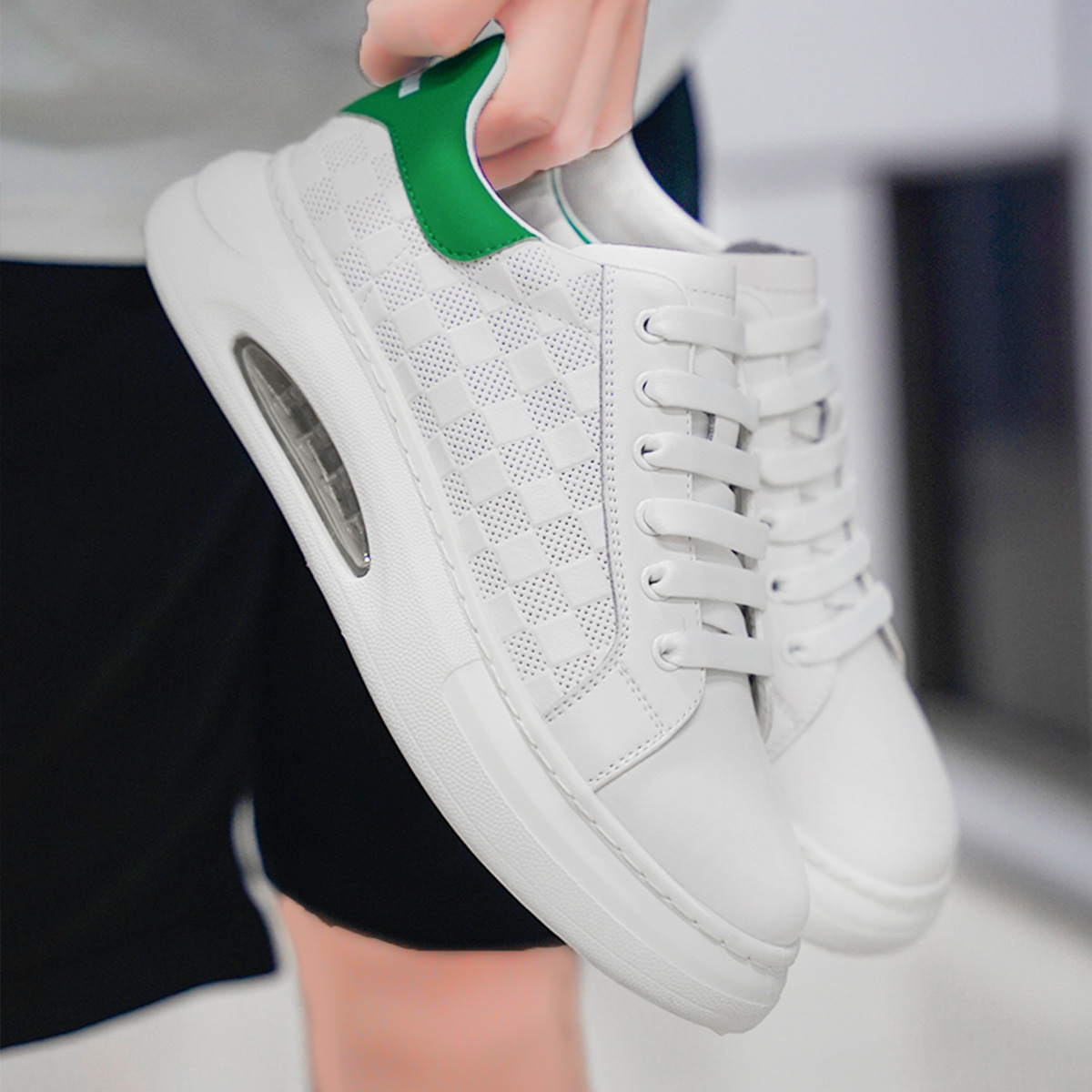 20243 Neue Sommer Atmungsaktive Platte Kappe Leder Rindsleder Sport Kleine Weiße männer Weiche Sohle Casual Schuhe_voghion.com