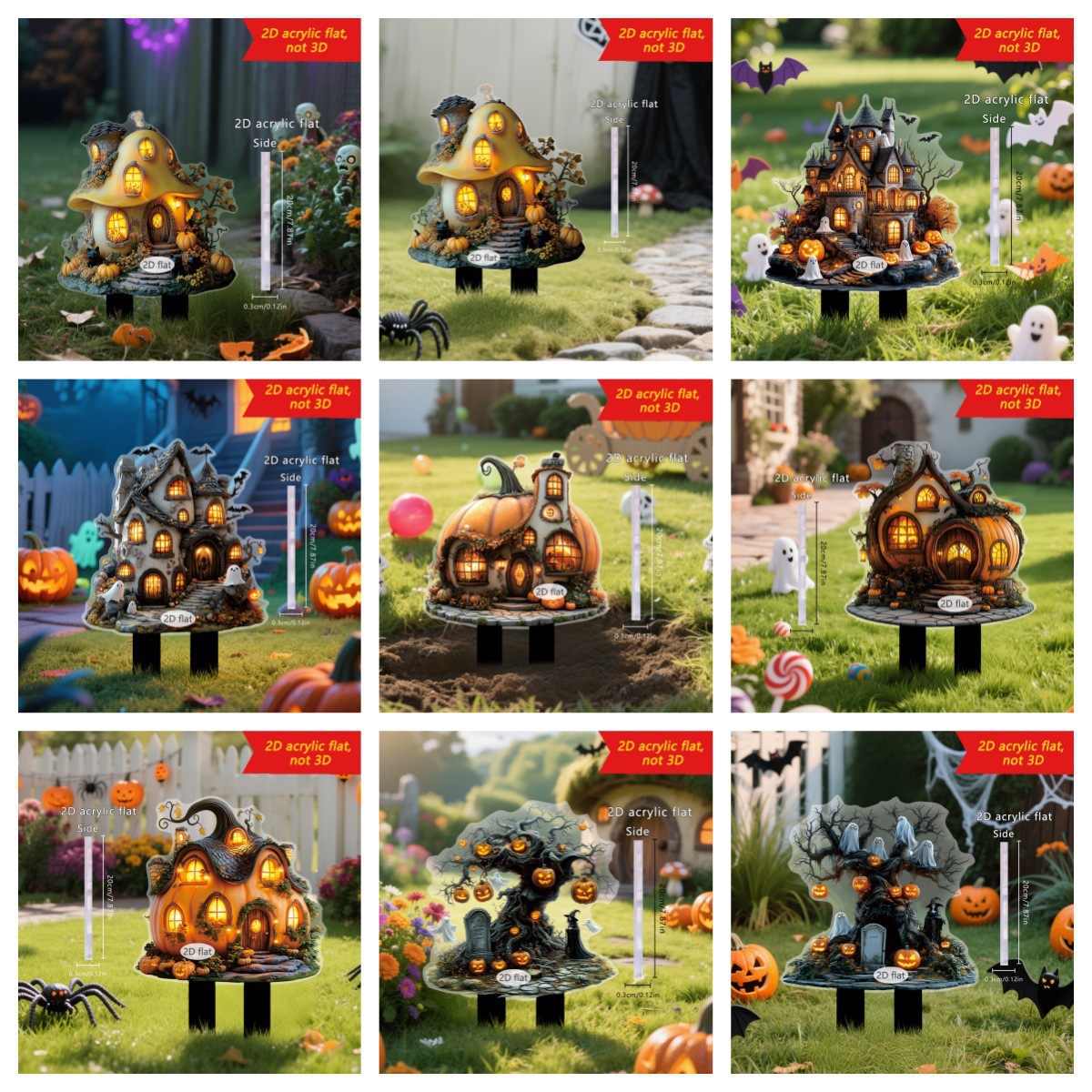 跨境万圣节南瓜屋鬼屋系列室内外亚克力装饰防水耐磨地插摆件道具