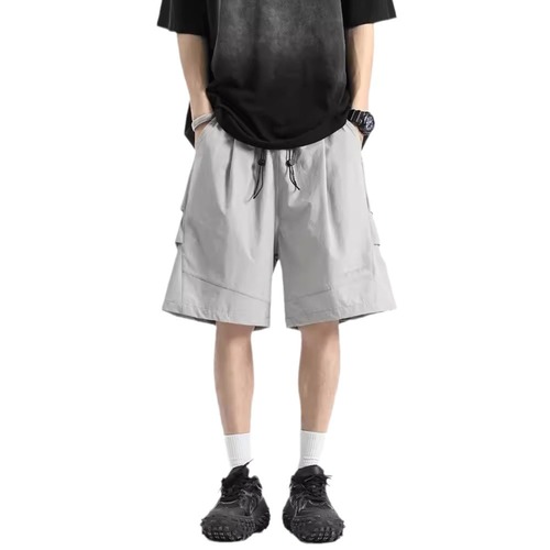 American-style Vibe Quick-Dry Parachute Shorts for Men | Summer Trendy Brand | Loose-Fit Gray Sports Cropped Beach Pants | Casual Assault Trousers