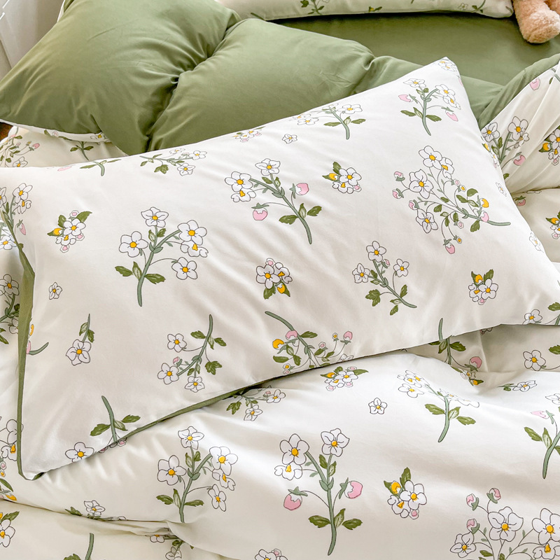 ins pequeño y fresco set de cuatro piezas de aloe algodón sábanas de cama cubierta madre y bebé desnudo dormitorio doble set de tres piezas