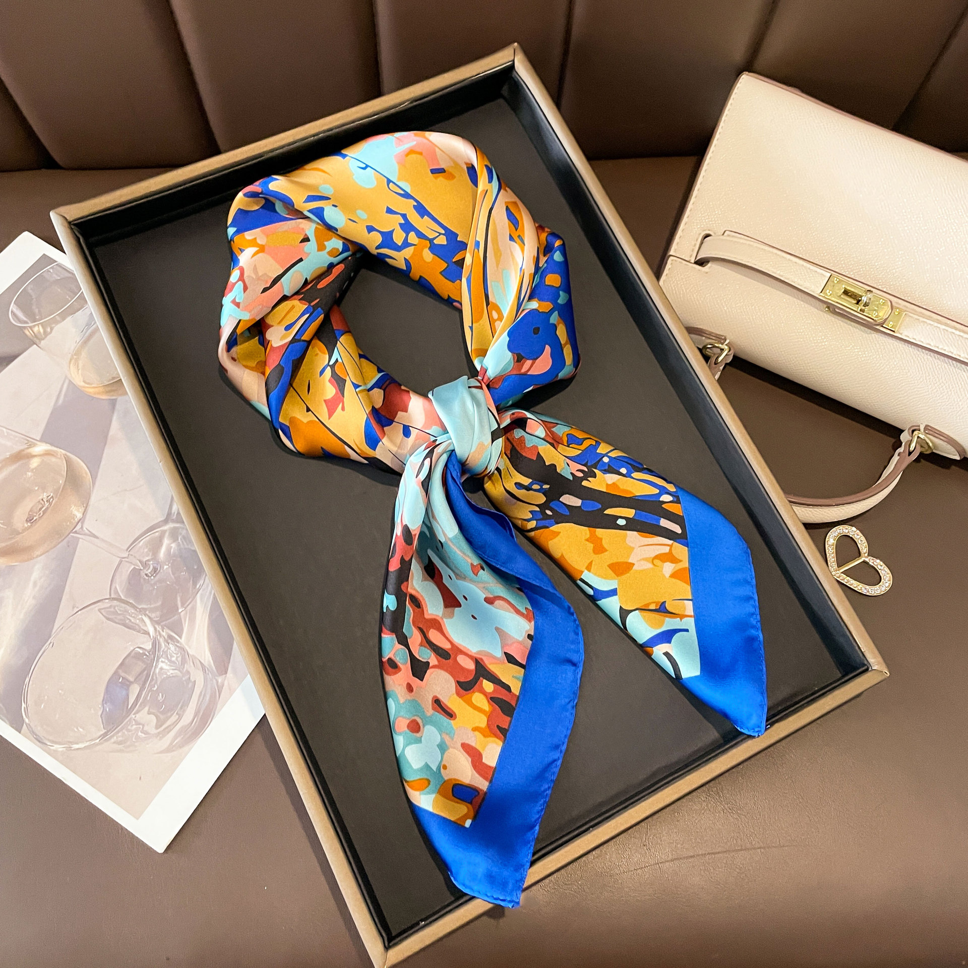 62g Weight Silk Scarf Classification Holiday, Daily Occasion Polyester Material Flower Pattern Spring&Summer Season Women's Gender Elegant, Korean Style Style Women's Elegant Korean Style Flower Polyester Silk Scarf 6