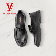 意尔康男鞋新款真皮商务休闲皮鞋男中年乐福鞋5102AA55515A