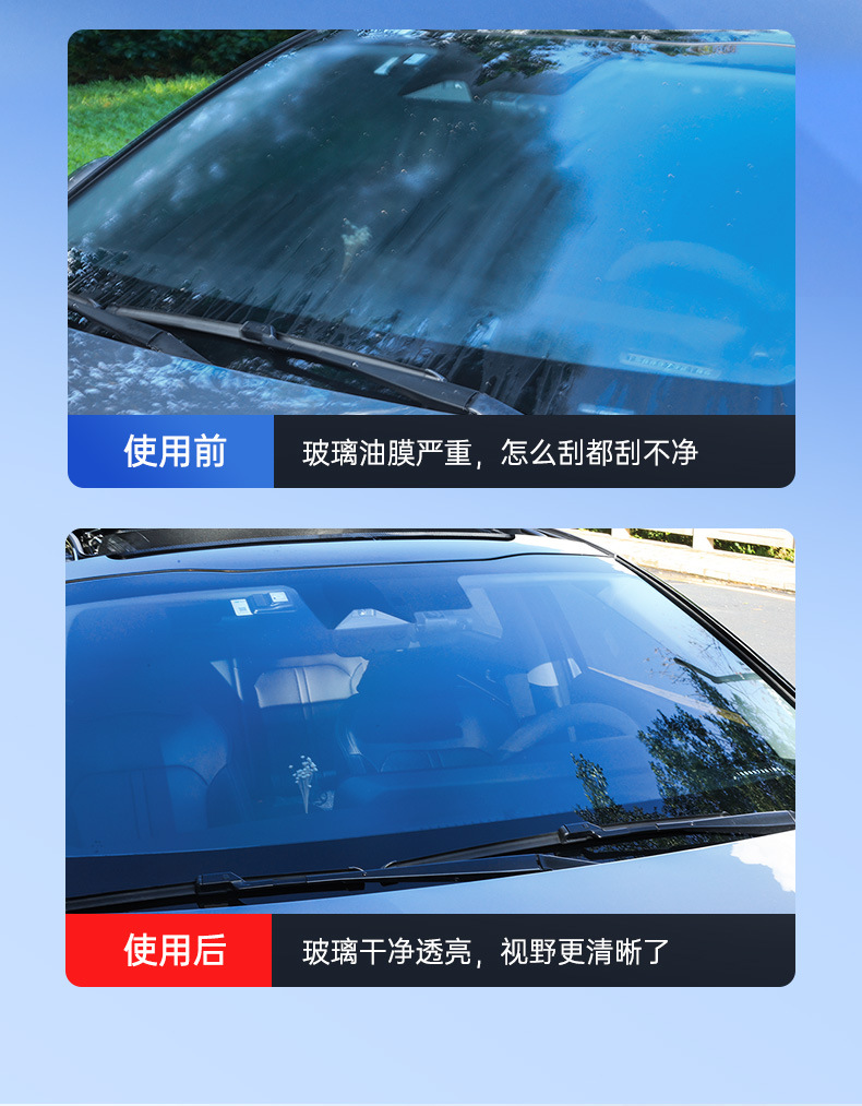 Car Glass Oil Film Cleaner, Windshield Cleaning Agent, Car Supplies, Powerful Stain Remover for Car Windows