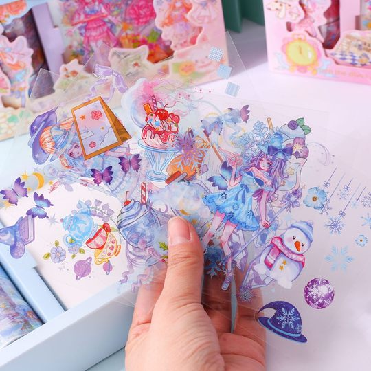 Manufacturer Customized Stationery Stickers Transparent Pet Waterproof Hot Stamping Cartoon Guka Account Stickers Water Cup Kidsren's Stickers