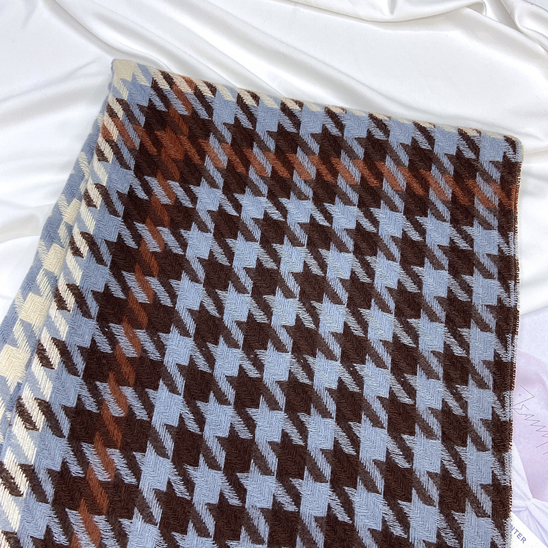 Qianniao grid color matching for women in autumn winter 2022, new imitation cashmere tassel shawl, Korean version, warm_voghion.com
