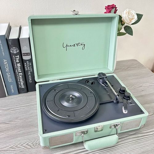 Retro Birthday Gift Portable Record Player Creative Gift Bluetooth Speaker Suitcase Style Black Record Machine