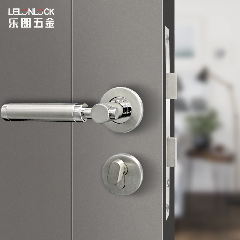 Personalizada 304 cerradura de puerta de acero inoxidable conjunto completo de cerradura interior de madera cerradura de cobre cerradura mecánica separada cerradura de puerta doméstica