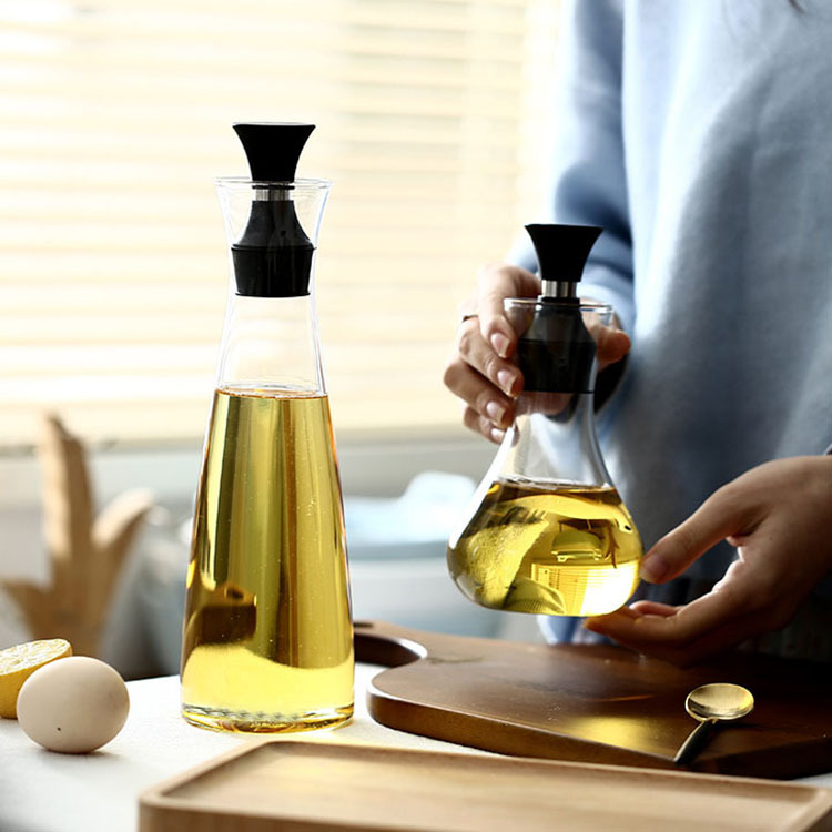 Hogar vidrio de borosilicato botella de salsa transparente botella de aceite de cocina botella de vinagre botella de aceite botella de condimento de vidrio transparente