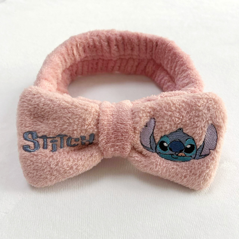 漫画かわいいステッチヘアバンド卸売女性ぬいぐるみステッチ洗顔リストバンド刺繍蝶エンドヘアバンド|undefined
