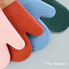 Silicone cotton gloves honeycomb pattern insulation gloves silicone baking oven gloves kitchen microwave gloves