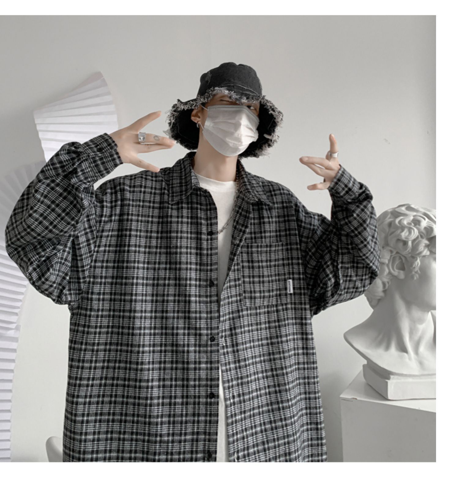 Men's Casual Checkered Shirt Long Sleeved Retro Jacket Style_voghion.com