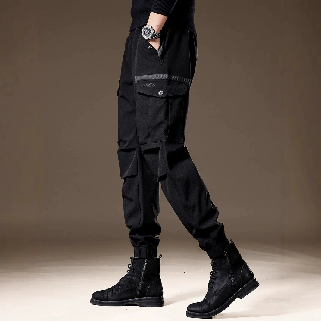 Демисезонные спортивные брюки‑джоггеры oversize для отдыха, эластичные манжеты, чёрные/коричневые
