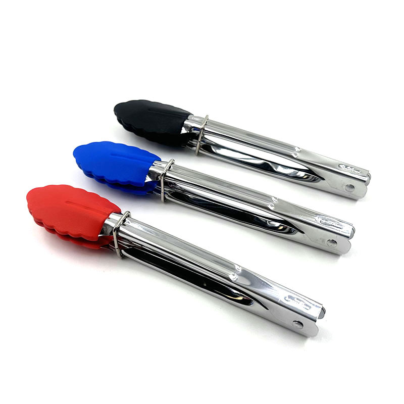 in stock creative 7 inch stainless steel food clip silicone food clip mini silicone clip silicone non-slip