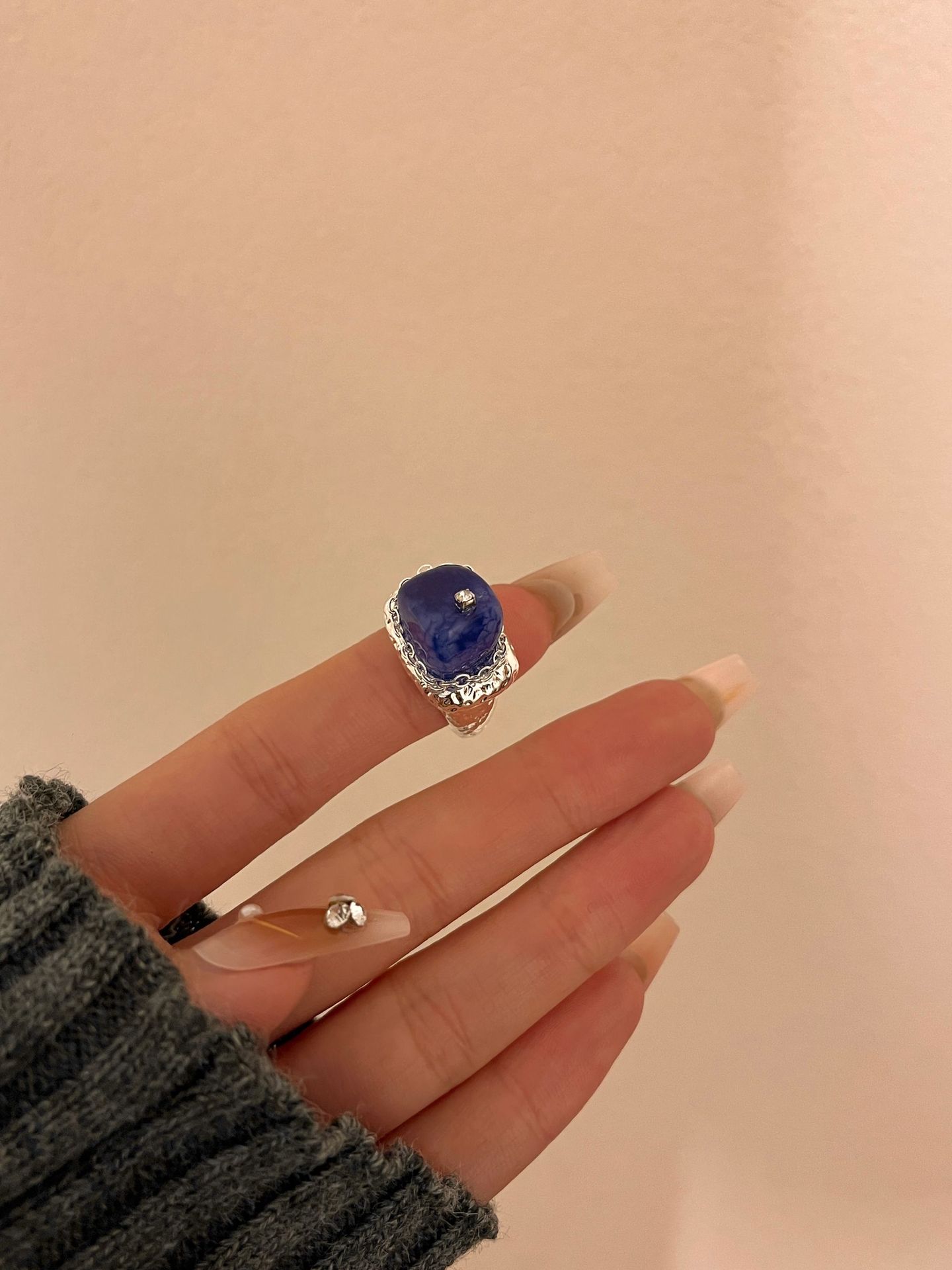 Natural Stone Ring For Women Stylish Beaded Ring For Her_voghion.com