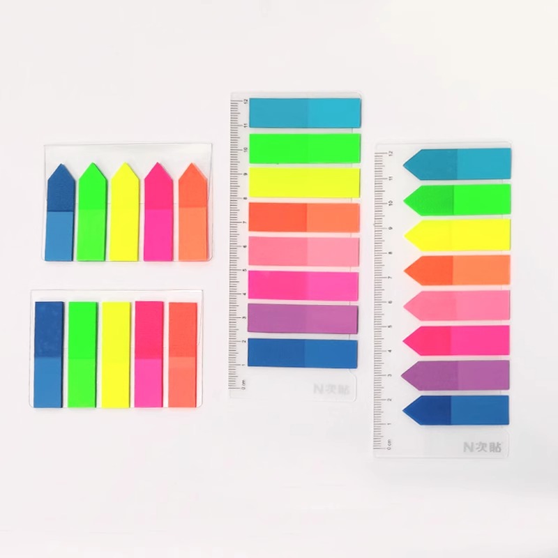 N pegatinas de plástico flecha transparente etiqueta pequeña fluorescente se puede volver a colocar índice de clasificación de plástico post-it pegatinas de Pepsi