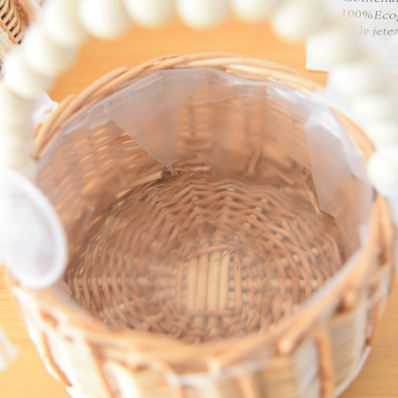 303g Weight Weave, Lace Fashion Element Open Closure Type Top Handle Strap Type Handbag Bags Type Daily Occasion Wicker Material Solid Color Pattern All Seasons Season Women's Gender Simple Style Style Cylindrical Shape Women's Wicker Solid Color Simple Style Weave Lace Cylindrical Open Handbag 5