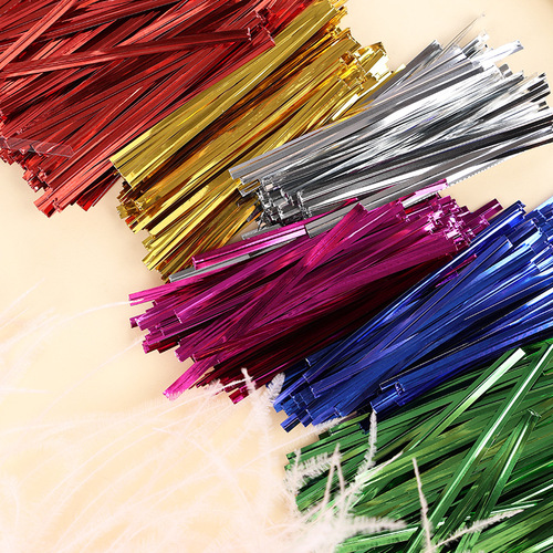 Factory direct sale 8cm colored food sealing ribbon, food gift, food sealing and tying ribbon, gold and silver tying thread