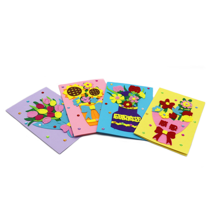 Mother's Day Greeting Card Children's Handmade diy Thanksgiving Material Bag Kindergarten Gift for Mother Fabric Sticker Greeting Card