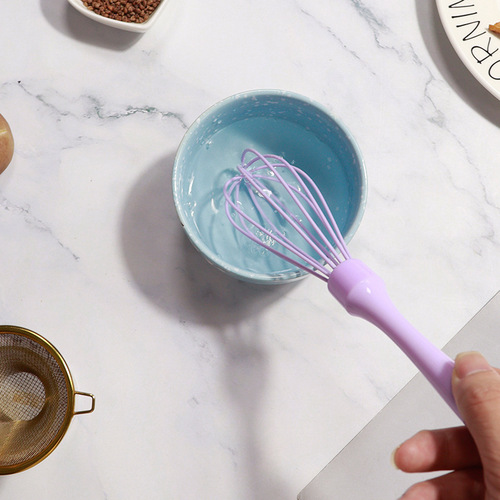 Colored silicone manual egg beater stainless steel egg beater milk foam stirrer egg white cream whipper wholesale