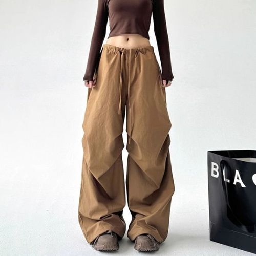 American Brown Work Trousers for Women 2025 New Spring and Autumn Loose Casual High-Waist Tapered Straight Leg Pants