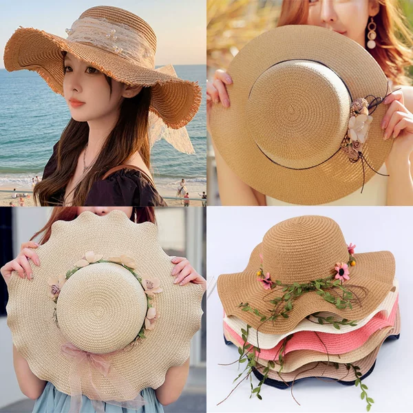 New Sweet Big Bow Sunshade Straw Hat Women's Fashion Elegant Big Brim Sun Hat Outdoor Sun Hat