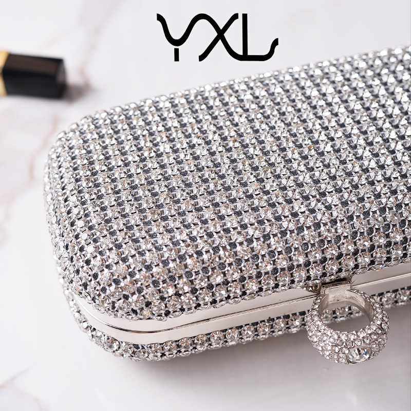 Yixinglong fábrica directa bolsas de fiesta de diamantes plata bolsas de fiesta brillante nobles bolsas de banquete de mujeres transfronterizas