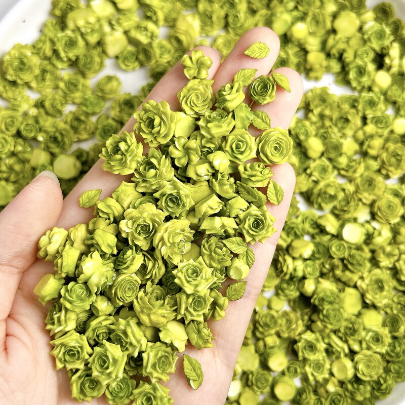 Glow-In-The-Dark Tiktok Trending Green Soft Flower Rose Series Nail Art Decorations Small Flower Buds Retro Gradient Nail Material Kit