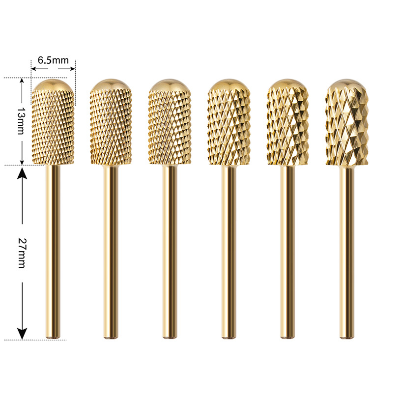 Uña transfronteriza dorada uñas pulidoras aleación de acero de tungsteno uñas pulidas brocas herramientas de uñas pulidas brocas de descarga
