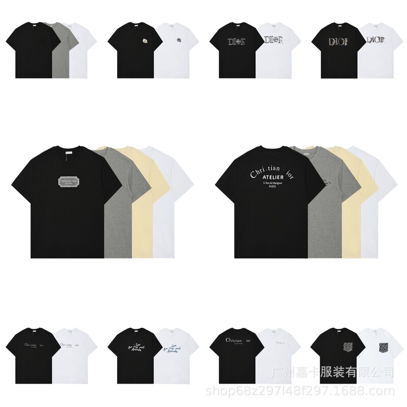 Cross-border foreign trade in-stock high-quality DiJia OR round-neck printed pure cotton short-sleeve classic versatile heavyweight T-shirt for men and women Cross-border foreign trade in-stock high-quality DiJia OR round-neck printed pure cotton short-sleeve classic versatile heavyweight T-shirt for men and women