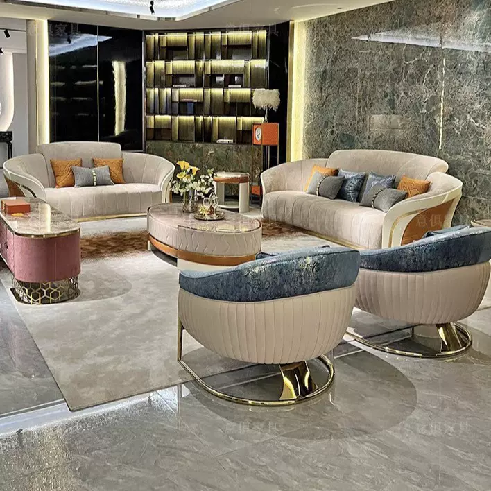 意大利轻奢沙发后现代简约新款别墅宾利元宝沙发实木家具茶几角几
