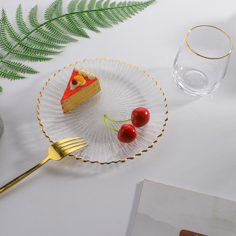 High-grade Ins Style Transparent Glass Plate Ice Edge Fruit Plate Household Living Room Disc Dessert Dish Dried Fruit Plate High-grade Ins Style Transparent Glass Plate Ice Edge Fruit Plate Household Living Room Disc Dessert Dish Dried Fruit Plate