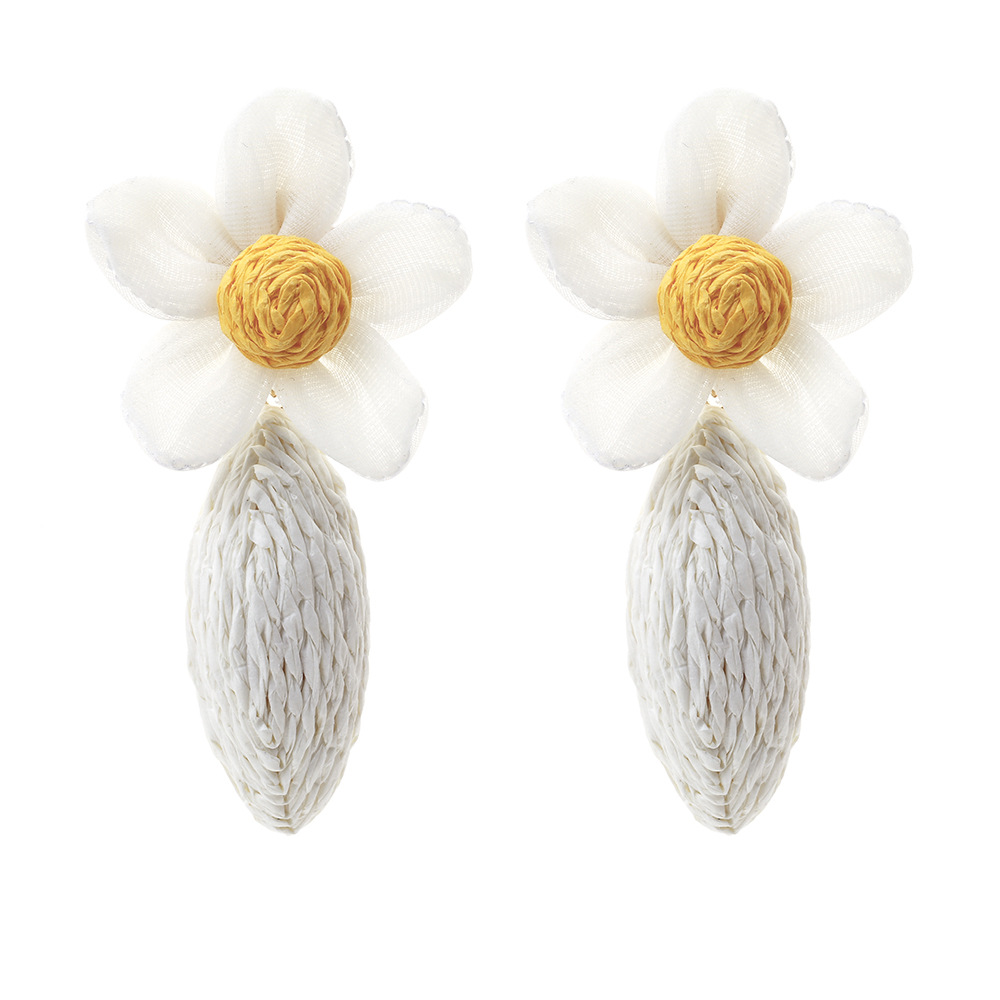 Pastoral Flower Raffia Gauze Women's Drop Earrings 1 Pair display picture 5