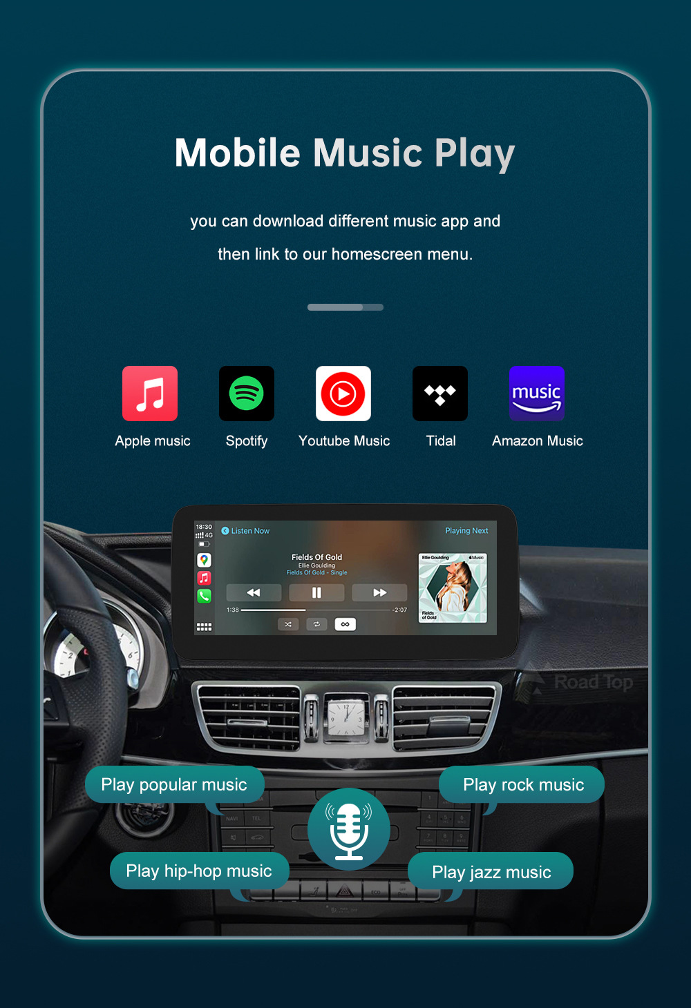 RoadTop wireless CarPlay screen for Mercedes-Benz E-Class NTG4.0/4.5/5.0 display