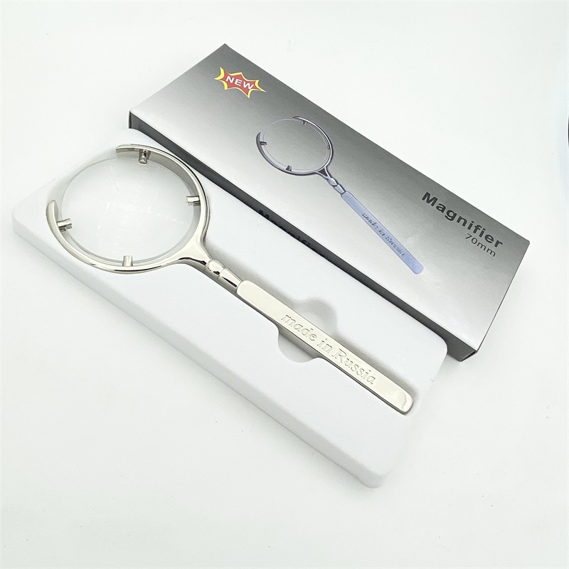 全金属俄罗斯开口手持式 8倍高清放大镜老人阅读鉴赏看报礼品道具