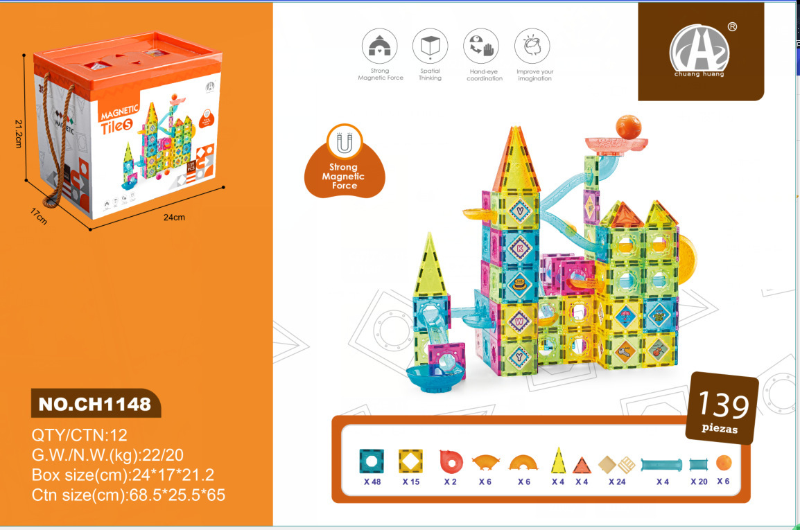 5.5CM 볼 트랙 조립 자석 시트 139PCS