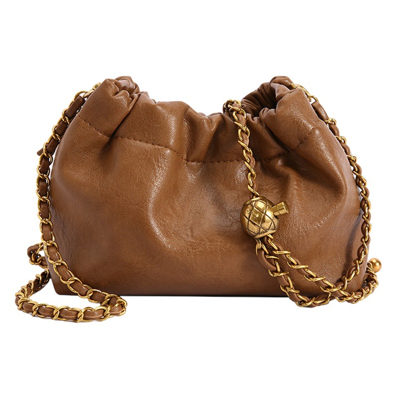 High-End 2026 Autumn and Winter Retro Gold Ball Trash Bag Parent-Child Style Children's Crossbody Accessory Phone Bag Wholesale