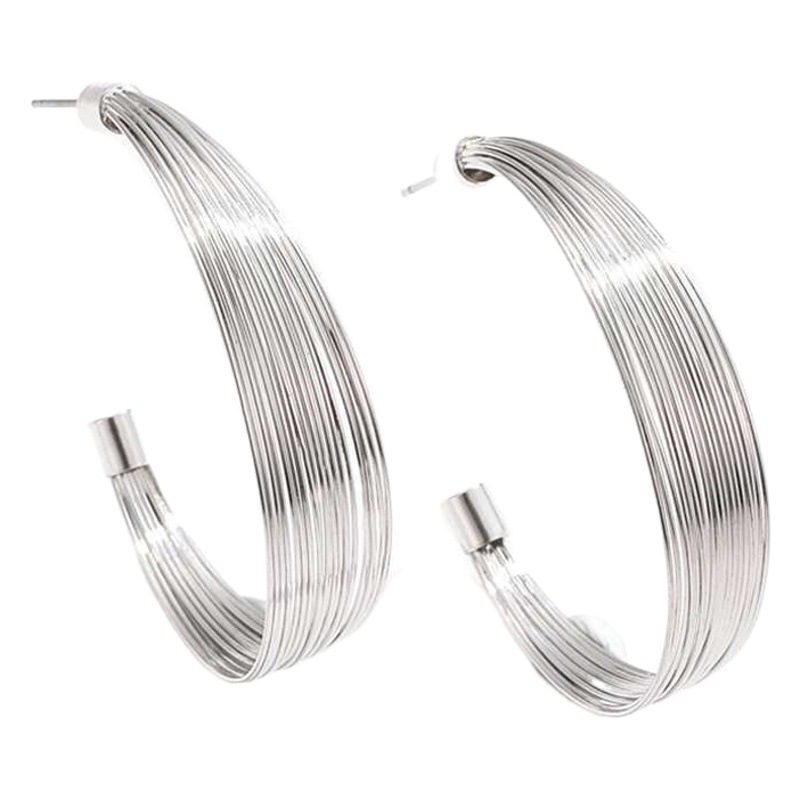 Women's Earrings Golden Silver Multi-line Big Circle Fashion Personality Exaggerated Punk Girls Internet Celebrity Model Ear Jewelry