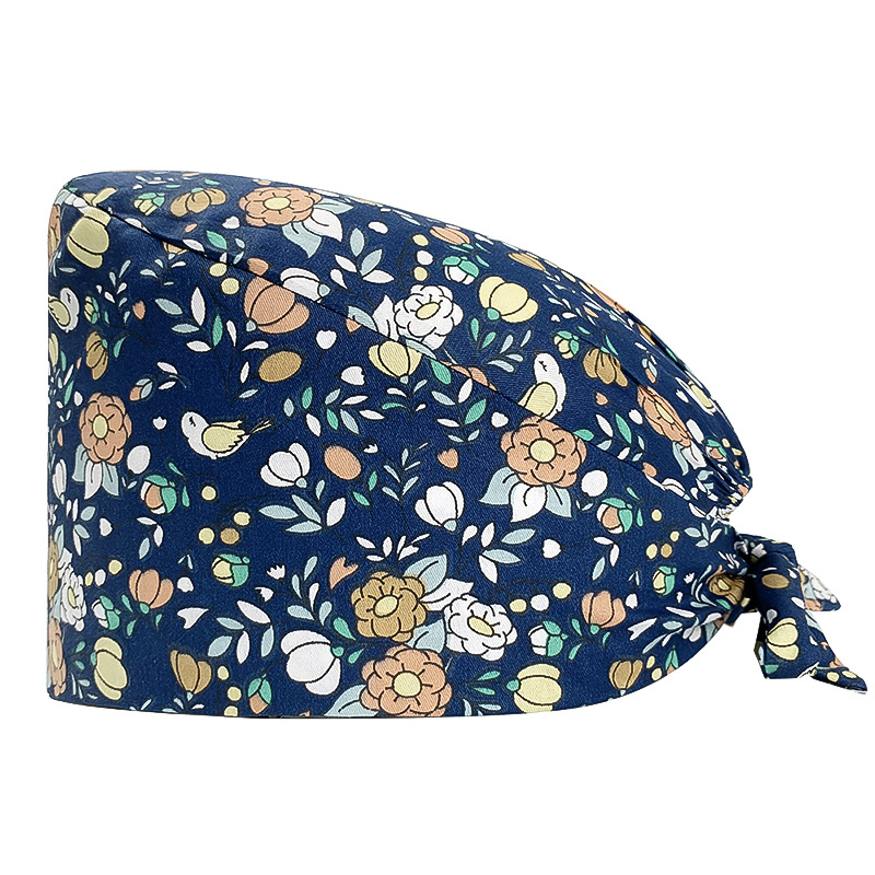 Gorro quirúrgico de algodón puro de las mujeres impreso ajustable calabaza tapa confinamiento quimioterapia a prueba de polvo puntera enfermera trabajo sombrero hombres