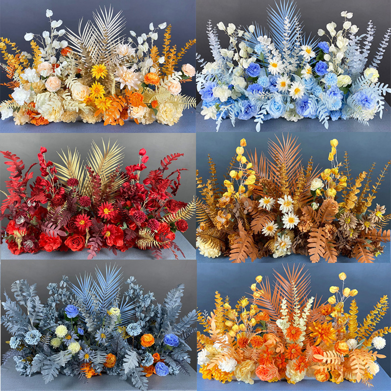 新款婚庆大款地排花仿真绢花成品装饰灯笼果花排T台路引婚礼花艺