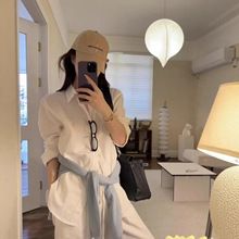 女款！现货霖儿推荐老钱风宽松亚麻衬衣透气防晒翻领小马刺绣上衣