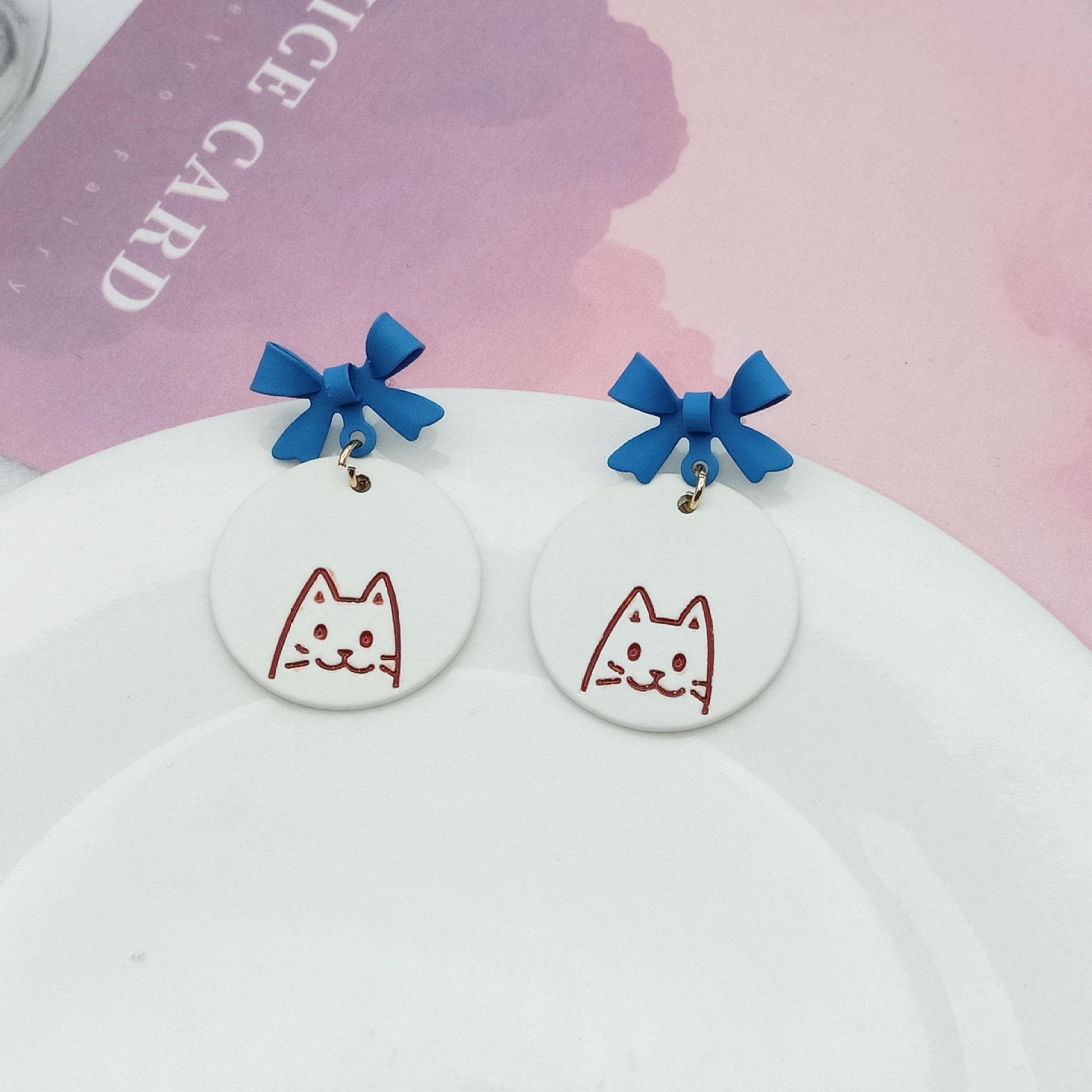 Cute Cat Alloy Stoving Varnish Ear Studs display picture 2