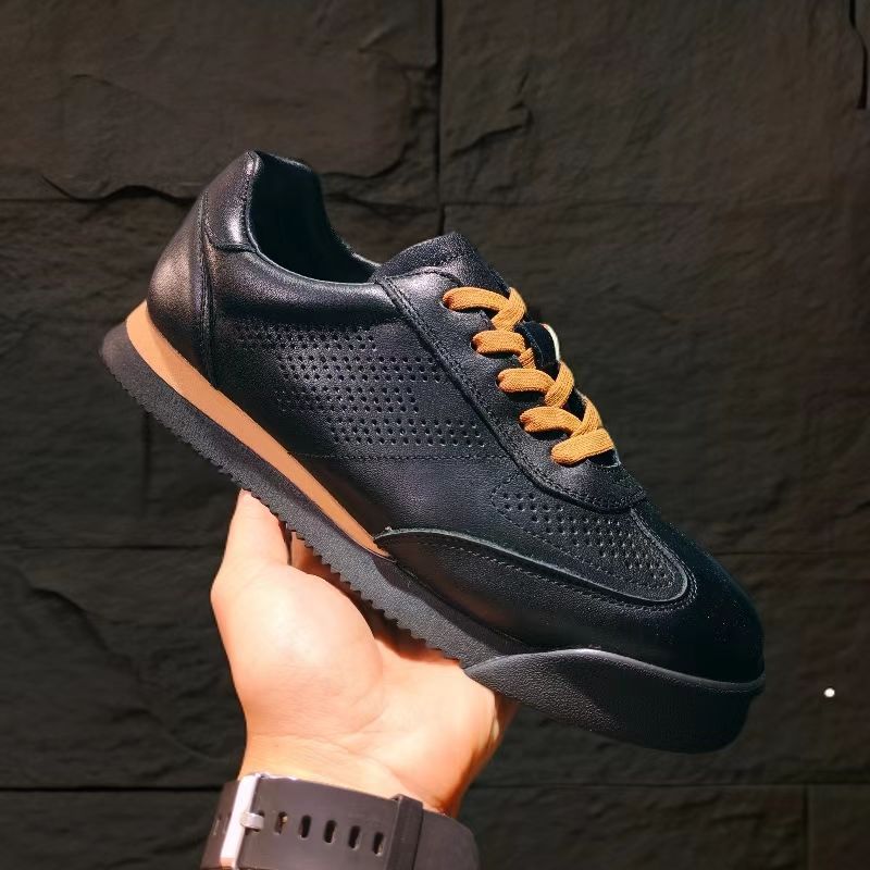 [Cuero de vaca de cabeza] nuevo cuero de moda para hombres, zapatos casuales transpirables Agan De-Training transpirables y resistentes al desgaste