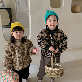 儿童外套加绒2022冬款韩国童装男女童毛毛衣宝宝单排扣开衫潮范