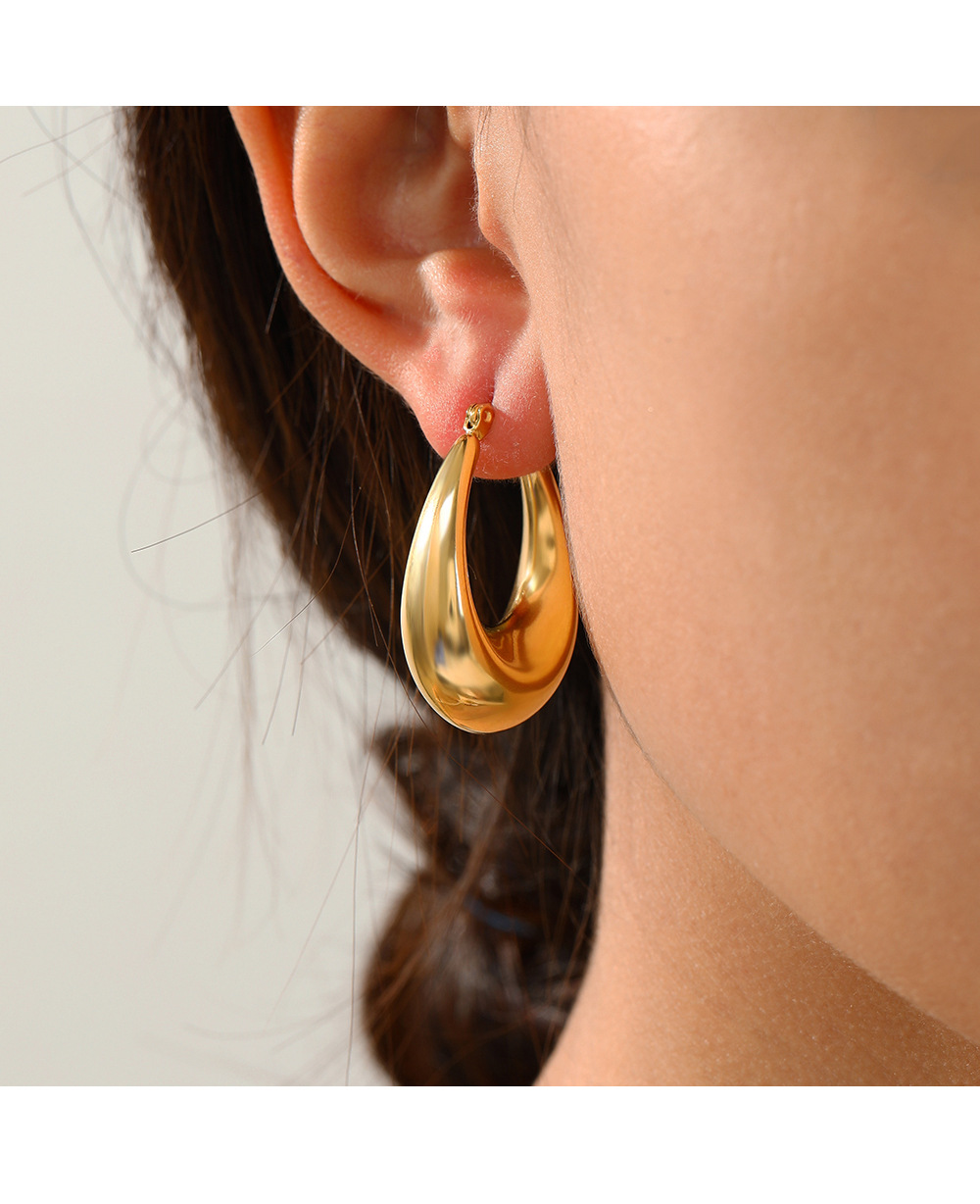 French Style Geometric Stainless Steel Gold Plated Earrings 1 Pair