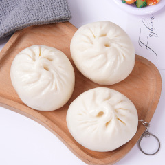 8cm仿真食物包子大肉包模型PVC假食品面点菜品摆件仿真食玩钥匙扣